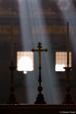 Beams of Light Illuminate the Altar