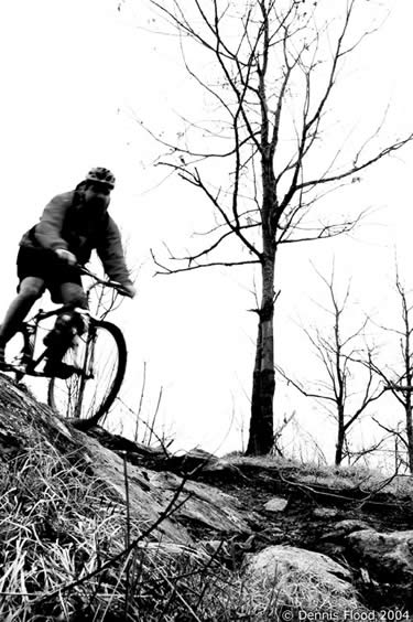 Mountain Biker in Surreal Landscape